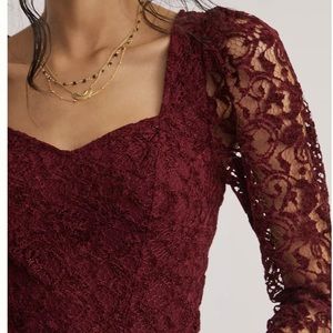 Anthropologie Wine Sweetheart Lace Top!